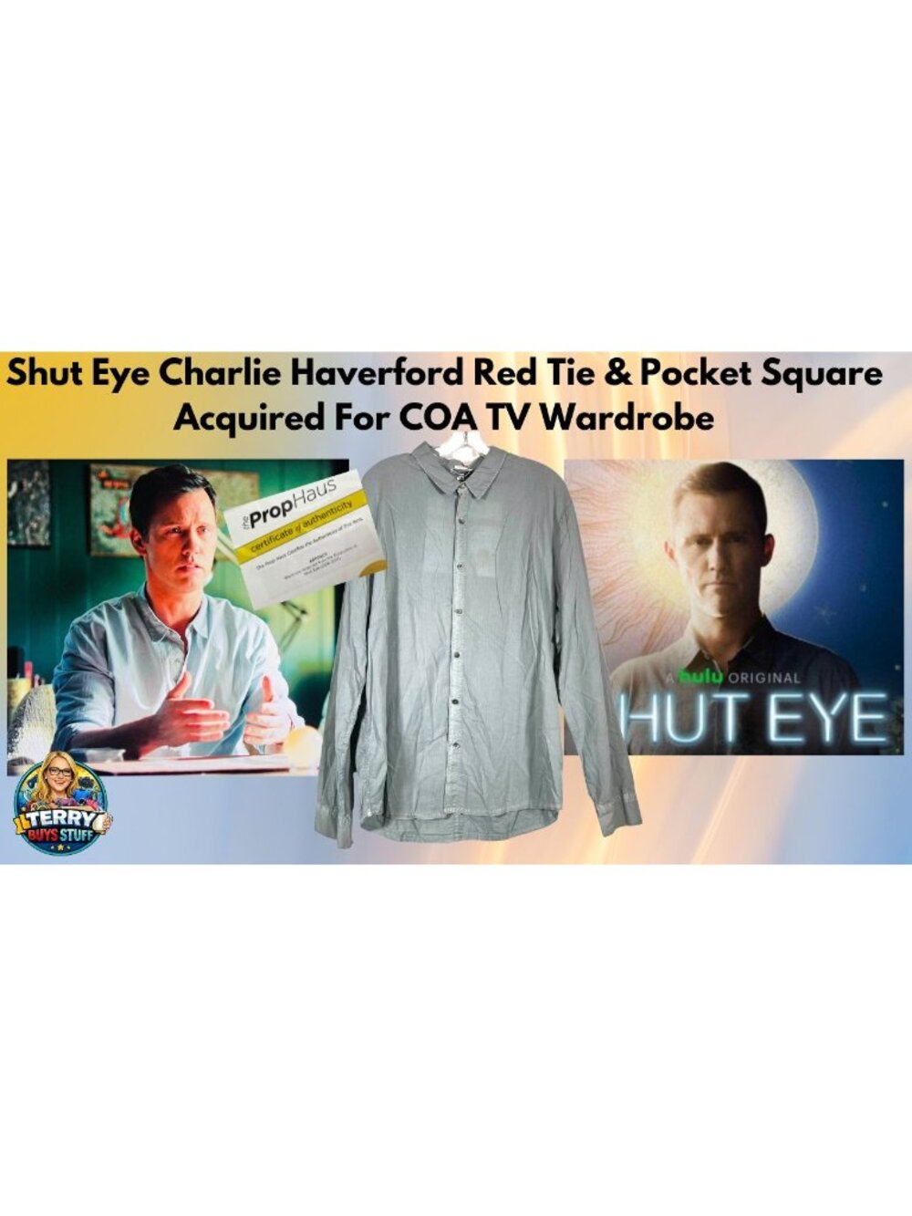 James Perse Shut Eye Jeffrey Donovan Charlie Screen Worn Shirt S1E1 COA